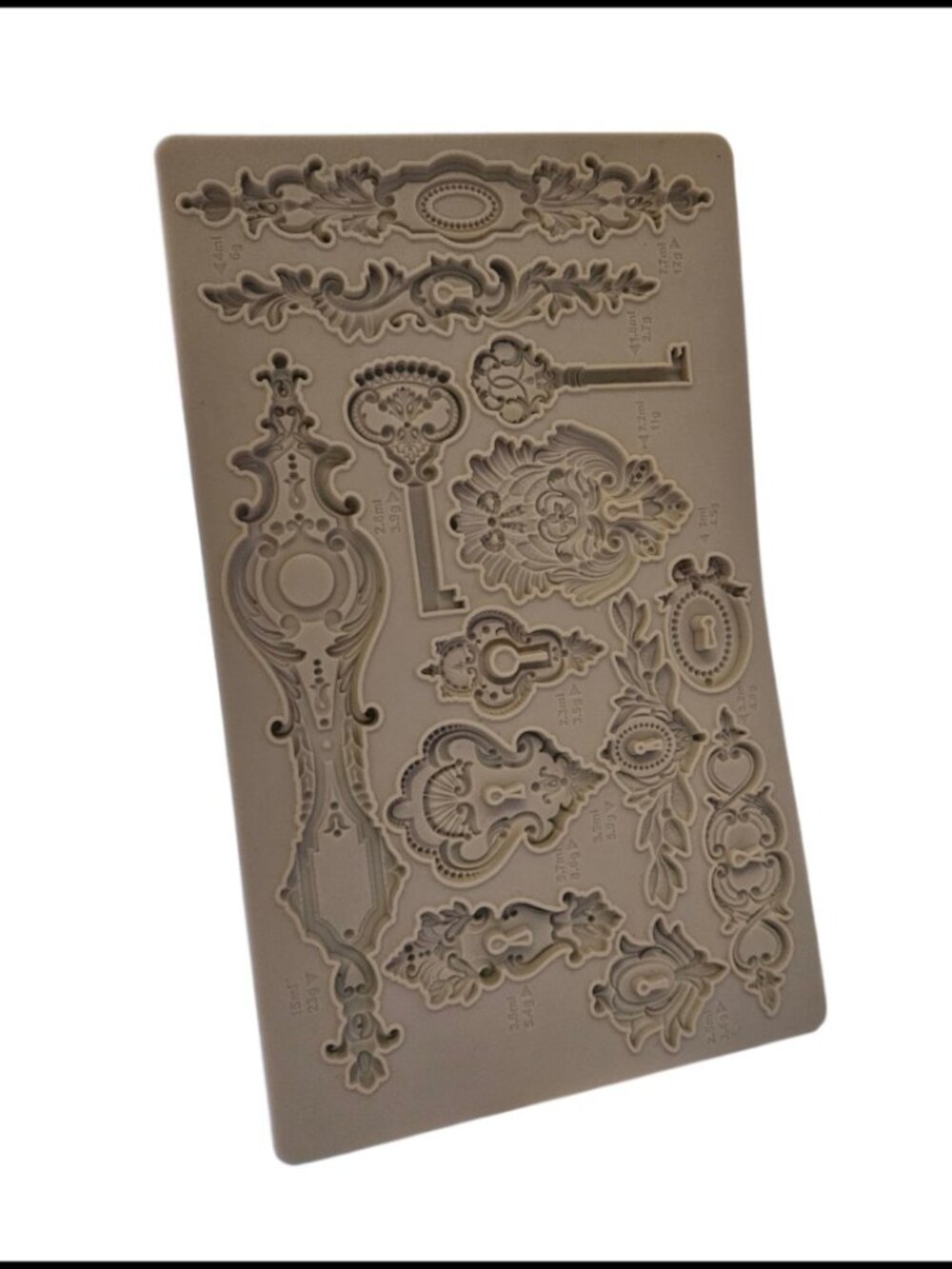 Beautiful Ornate Silicone Mold- Antique Key & Scroll Designs